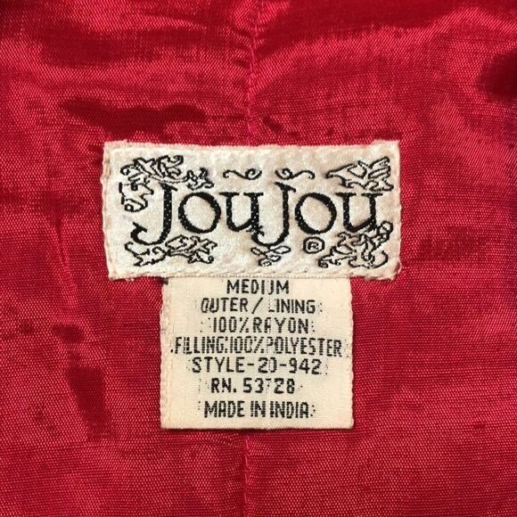 RARE 1980’s JouJou Bomber | Bright Red Rayon with Embroidery | Size M - Picture 4 of 16